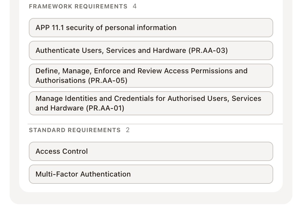 The framework clauses and standard requirements a requirement must satisfy