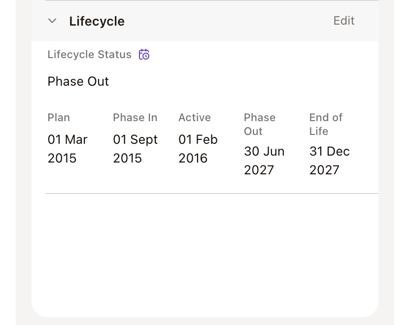 Application: phase-out and end-of-life dates, change marked