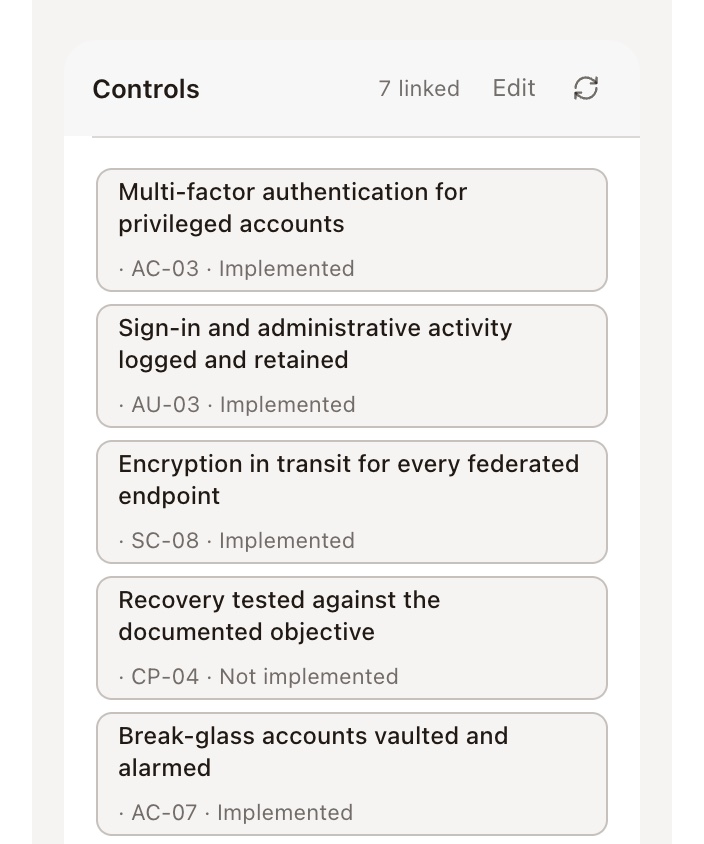 Controls on the system