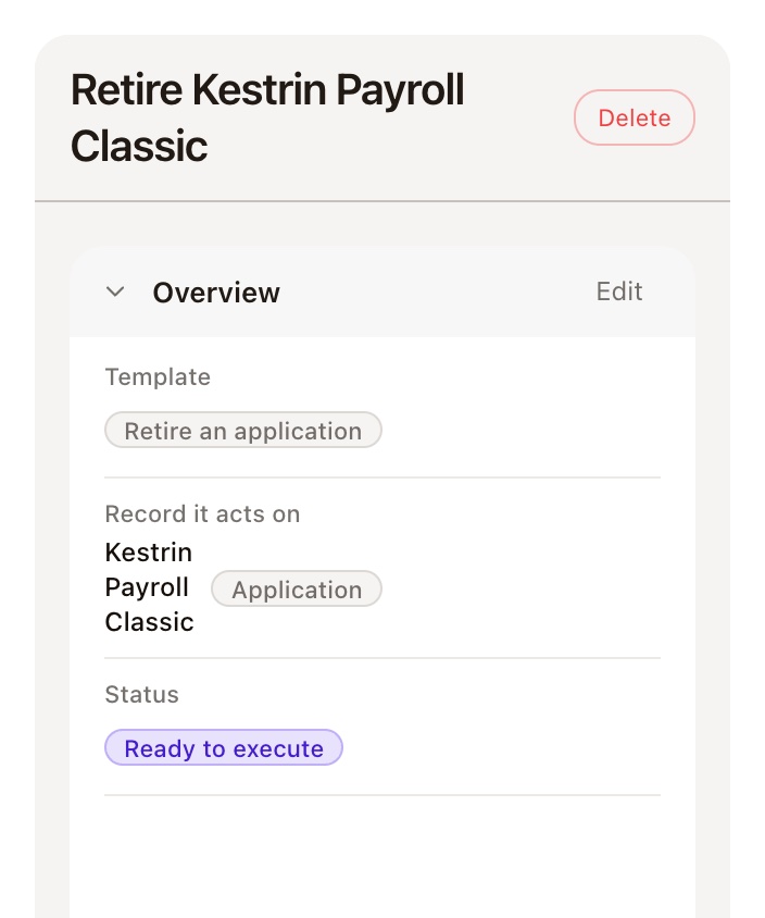 The change that retires it